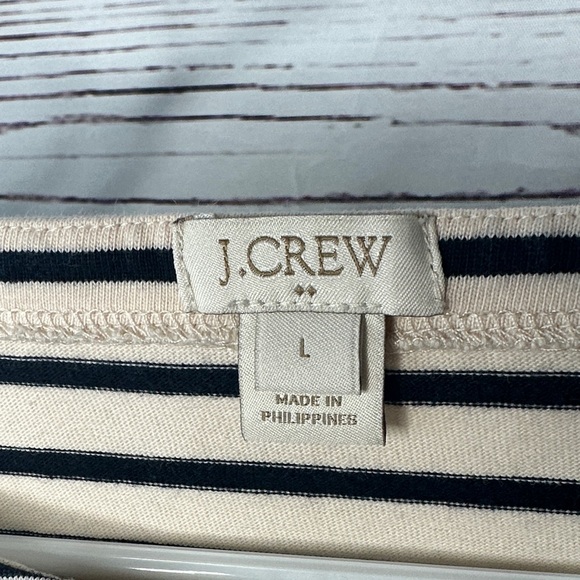 J. Crew Black and Cream Striped Long Sleeve Tee - Picture 6 of 6